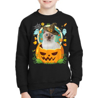 Happy Halloween Pumpkin Tonkinese Cat Witch Cute Hat Lover Youth Sweatshirt | Artistshot