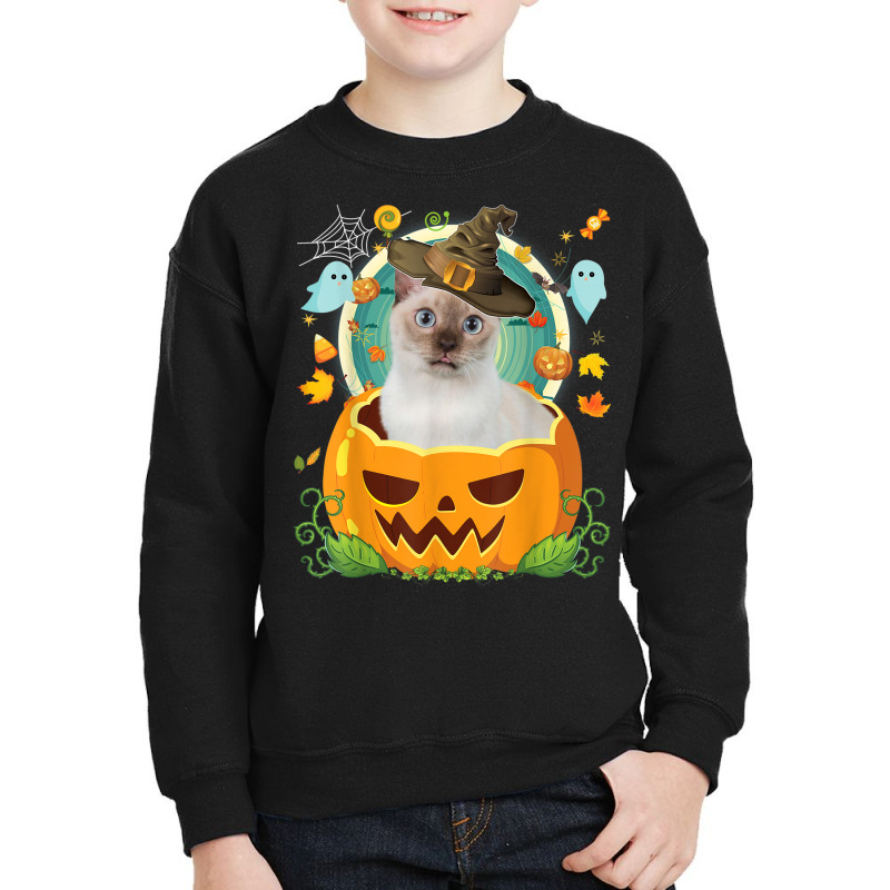 Happy Halloween Pumpkin Tonkinese Cat Witch Cute Hat Lover Youth Sweatshirt | Artistshot