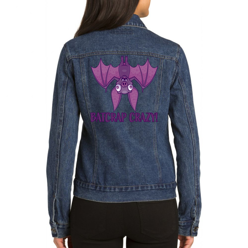 Batcrap Crazy Wacky Cartoon Bat Ladies Denim Jacket by fizzgig | Artistshot