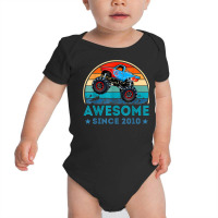 12 Awesome Since 2010 Monster Truck 12th Birthday Boys Baby Bodysuit | Artistshot