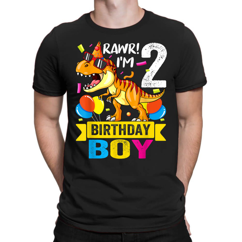 Rawr I'm 2nd Birthday Boy Dinosaur 2 Years Old Party T-shirt | Artistshot