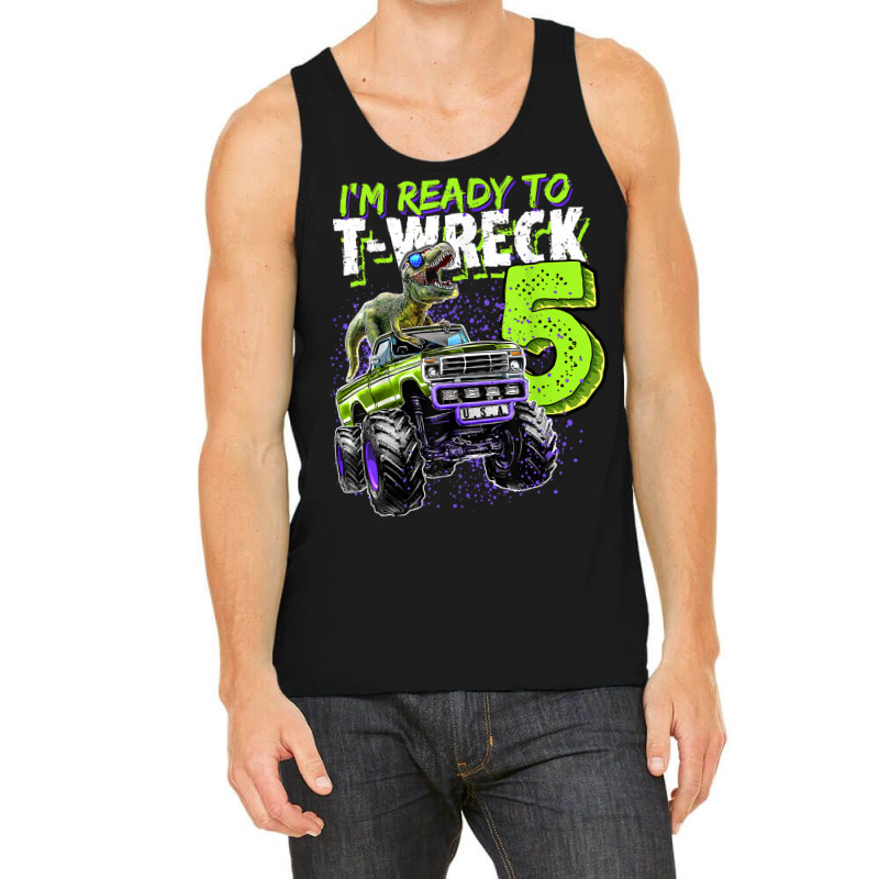 Ready To T-wreck 5 Dinosaur Monster Truck 5th Birthday Boys Tank Top | Artistshot