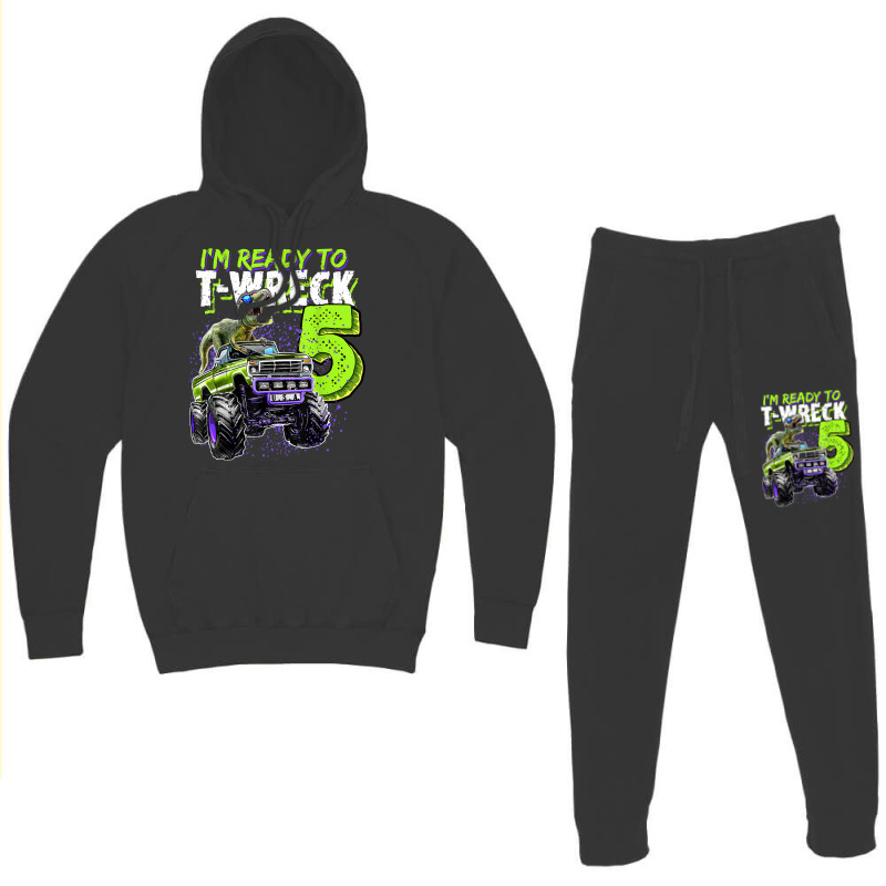 Ready To T-wreck 5 Dinosaur Monster Truck 5th Birthday Boys Hoodie & Jogger Set | Artistshot