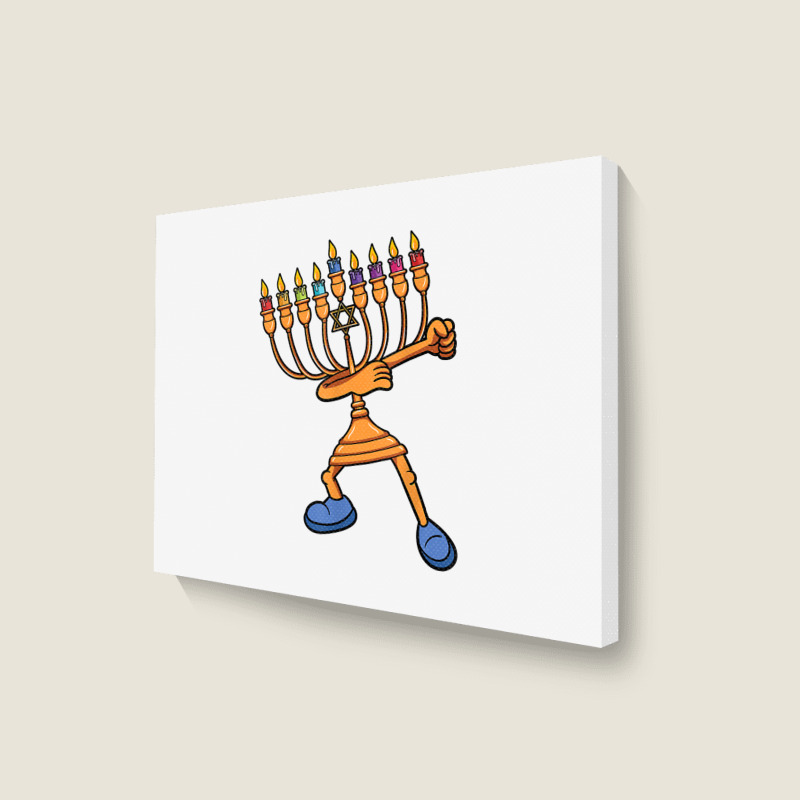 Hanukkah Dabbing Menorah Dab Dance Chanukah Jewish Landscape Canvas Print | Artistshot