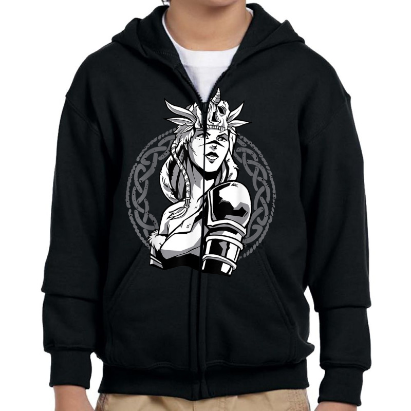 Viking Scandinavia Fighter Ornament Woman Warrior Youth Zipper Hoodie | Artistshot