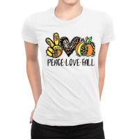 Peace Love Fall Vibes Pumkin Season Spooky Season Halloween Ladies Fitted T-shirt | Artistshot