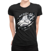 Cool Novelty Torn Clothes Revealing Robot Skeleton Halloween Ladies Fitted T-shirt | Artistshot