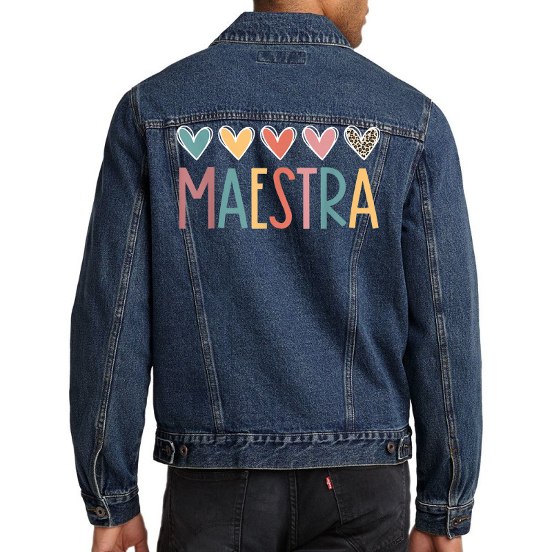 Maestra Spanish Bilingual Teacher Back To School Men Denim Jacket by Prestige | Artistshot