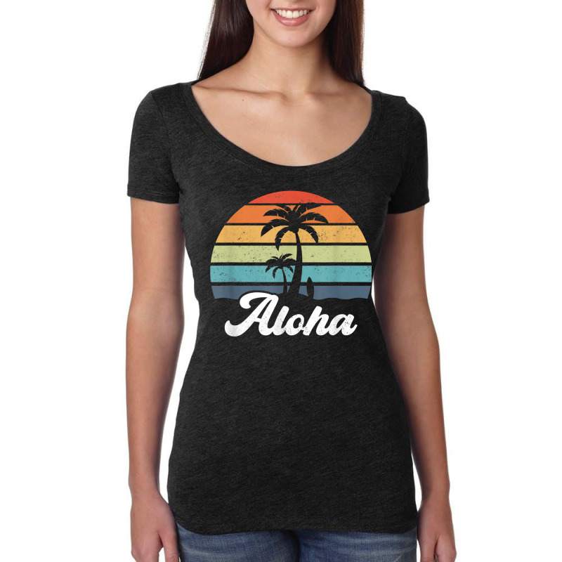 Aloha Hawaii Hawaiian Island Shirt Palm Beach Surfboard Surf T Shirt Women's Triblend Scoop T-shirt by cm-arts | Artistshot