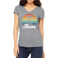 Aloha Hawaii Hawaiian Island Shirt Palm Beach Surfboard Surf T Shirt Women's V-neck T-shirt | Artistshot