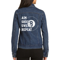 Billard Billiards 8 Eight Ball Retro Gift Ladies Denim Jacket | Artistshot