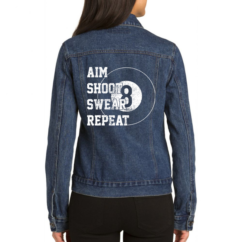 Billard Billiards 8 Eight Ball Retro Gift Ladies Denim Jacket by cm-arts | Artistshot