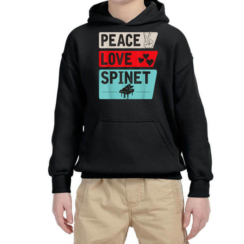 Peace Love Spinet Musical Instrument Spinet Harpsichord Youth Hoodie | Artistshot