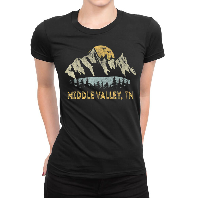 Middle Valley Tennessee Mountain Sunset Sunrise Kayaking Ladies Fitted T-Shirt by Uniform | Artistshot