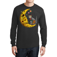 Mexican Calavera Cat With Moon Dia De Muertos Halloween Day Long Sleeve Shirts | Artistshot