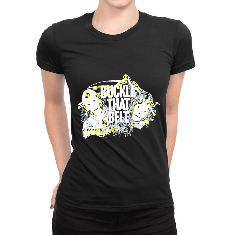 80_s Buckle That Belt Vintage Crash Test Dummies Classic Car Safety Po Ladies Fitted T-shirt | Artistshot