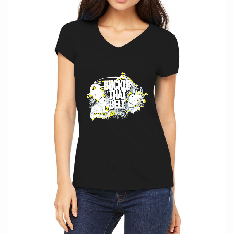 80_s Buckle That Belt Vintage Crash Test Dummies Classic Car Safety Po Women's V-neck T-shirt | Artistshot