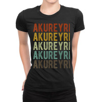 Akureyri City Iceland Retro Vintage Ladies Fitted T-shirt | Artistshot