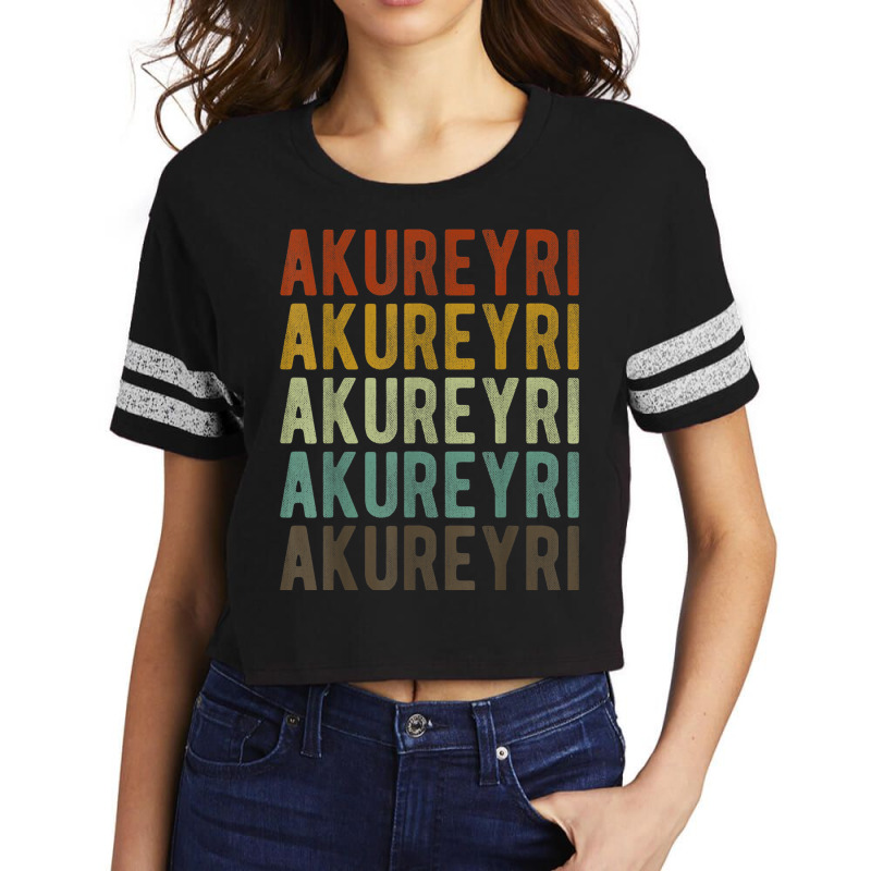 Akureyri City Iceland Retro Vintage Scorecard Crop Tee by August | Artistshot