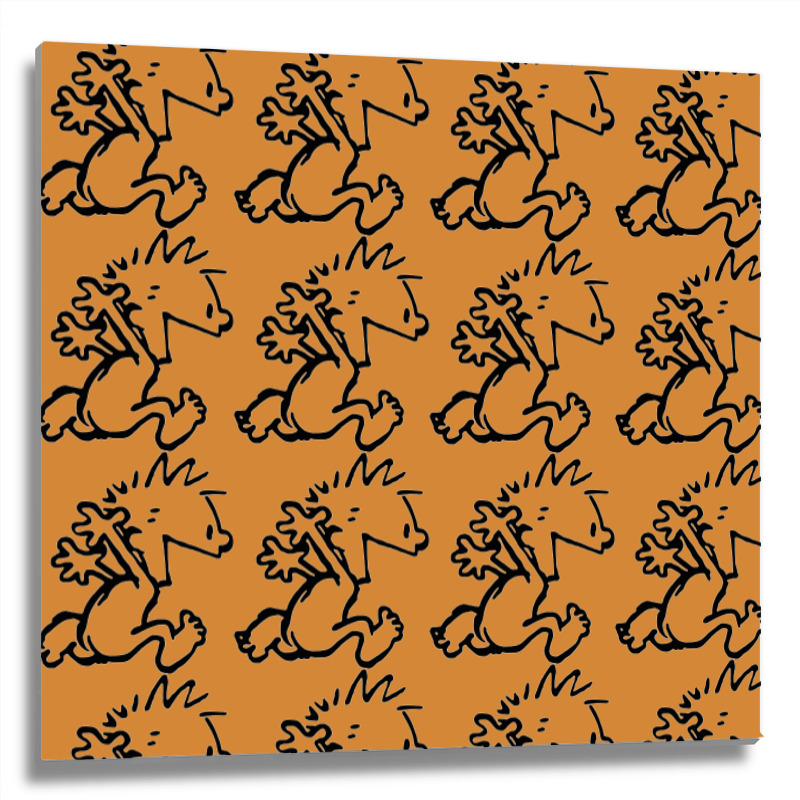 Calvin & Hobbes Comic Running Naked Metal Print Square | Artistshot