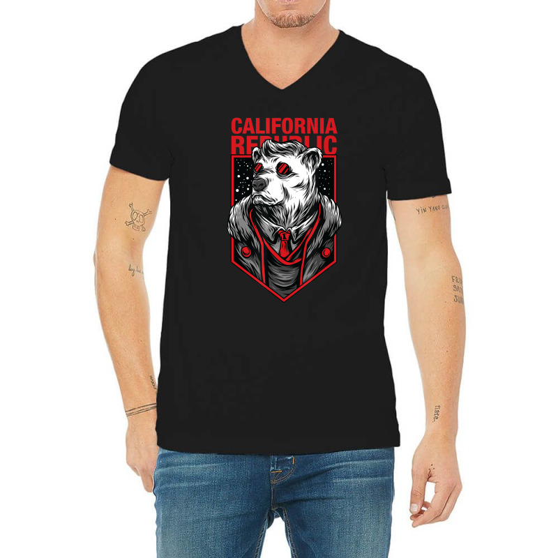 California Republic Bear California Golden State V-Neck Tee by King Davila | Artistshot