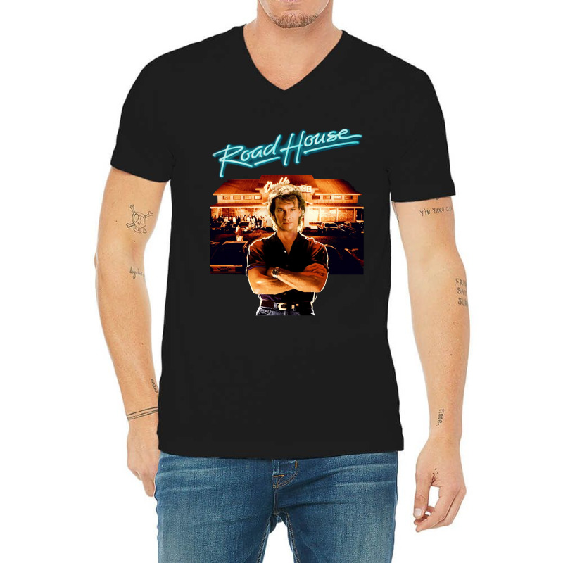 Roadhouse Patrick Swayze Retro 80_s Movie T Shirt V-Neck Tee by cm-arts | Artistshot