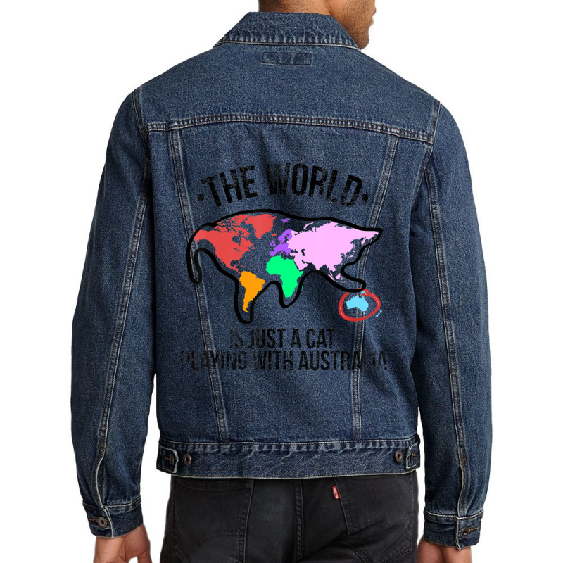 The World Is A Cat Playing With Australia Men Denim Jacket | Artistshot