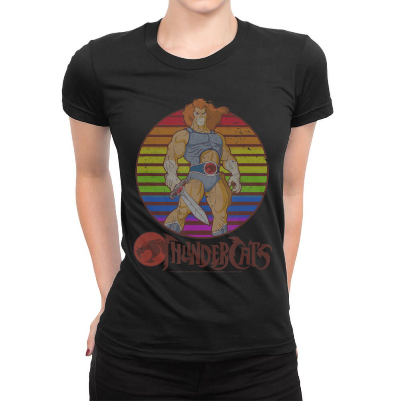 Thundercats Lion-o Rainbow Sunset Poster Ladies Fitted T-Shirt by Gibbons Washburn | Artistshot