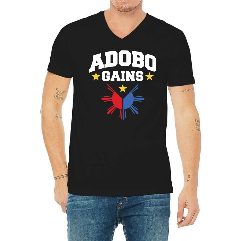 Adobo Gains Funny Filipino Philippine Sun Flag Pride Pullover Hoodie V-Neck Tee by chicoavsmaydav | Artistshot