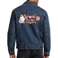 Groovy Ghost Halloween Floral Spooky Dental Hygienist Men Denim Jacket | Artistshot