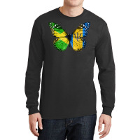 Jamaican Barbadian Flag Butterfly Long Sleeve Shirts | Artistshot