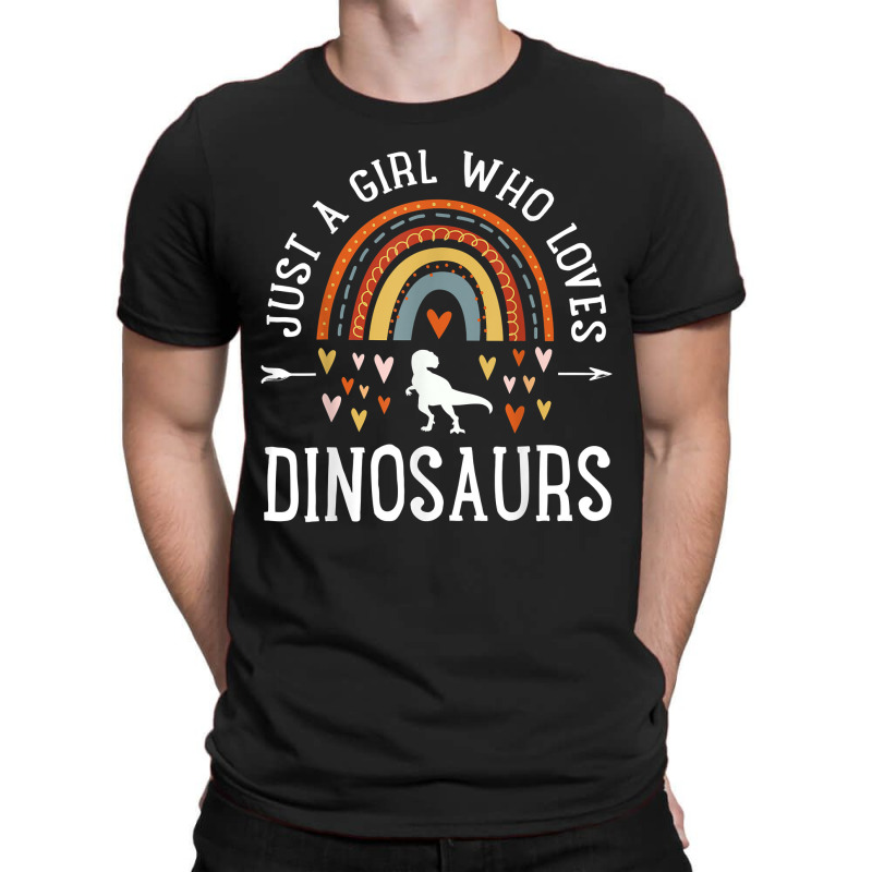 Just A Girl Who Loves Dinosaurs Rainbow Gifts For Dino Lover T-shirt | Artistshot