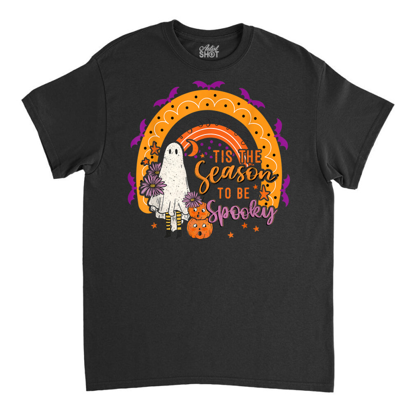 Tis The Season To Be Spooky Rainbow Ghouls Pumpkin Halloween Classic T-shirt by Prestige | Artistshot