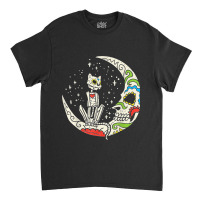 Sugar Skull Cat Moon Dia De Los Muertos Halloween Costume Classic T-shirt | Artistshot