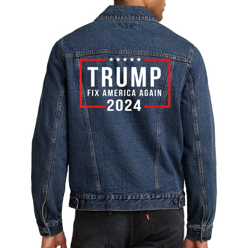 Trump 2024 Fix America Again Donald Trump 2024 Men Denim Jacket | Artistshot