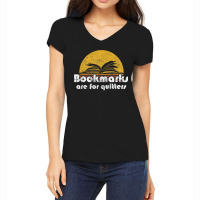 Vintage Reading Book Bookmarks Quitters Sunset Gift Women's V-neck T-shirt | Artistshot