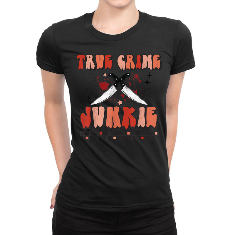 True Crime And Chill Retro Halloween Spooky Season Women Men Ladies Fitted T-Shirt by Fashlaza | Artistshot