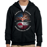 American Grown Greenlandic Roots Greenland Flag Youth Zipper Hoodie | Artistshot