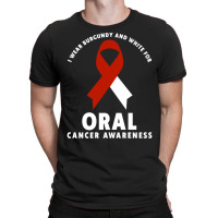 I Wear Burgundy And White For Oral Cancer Awareness Long Sleeve T Shir T-shirt | Artistshot