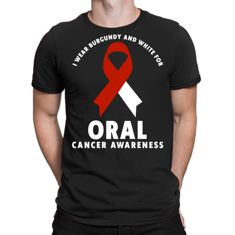 I Wear Burgundy And White For Oral Cancer Awareness Long Sleeve T Shir T-Shirt by cm-arts | Artistshot