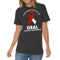 I Wear Burgundy And White For Oral Cancer Awareness Long Sleeve T Shir Vintage T-shirt | Artistshot