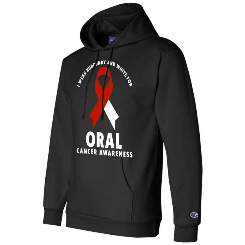 I Wear Burgundy And White For Oral Cancer Awareness Long Sleeve T Shir Champion Hoodie by cm-arts | Artistshot