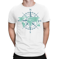 Cartography Traveler Travelling Compass World Map T Shirt T-shirt | Artistshot