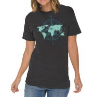 Cartography Traveler Travelling Compass World Map T Shirt Vintage T-shirt | Artistshot