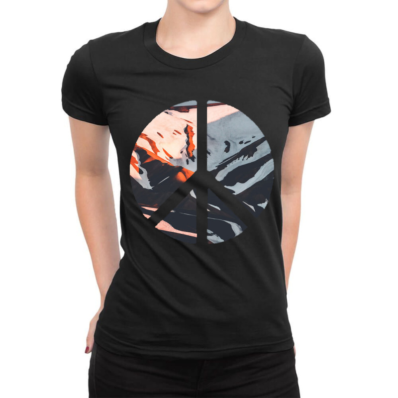 Iceland Landscape In Peace Sign Aesthetic 4 Ladies Fitted T-Shirt by Quick Scully | Artistshot