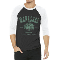 Manassas Virginia Vintage Distressed Style Design Souvenir Premium 3/4 Sleeve Shirt | Artistshot