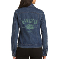 Manassas Virginia Vintage Distressed Style Design Souvenir Premium Ladies Denim Jacket | Artistshot