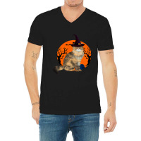 Halloween People Giving Me Peace Hand Skeleton Skull Creeps Halloween V-neck Tee | Artistshot