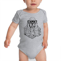 Womens Hipster American Cocker Spaniel In Nerd Glasses Dog V Neck T Sh Baby Bodysuit | Artistshot