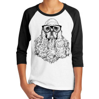 Womens Hipster American Cocker Spaniel In Nerd Glasses Dog V Neck T Sh Youth 3/4 Sleeve | Artistshot